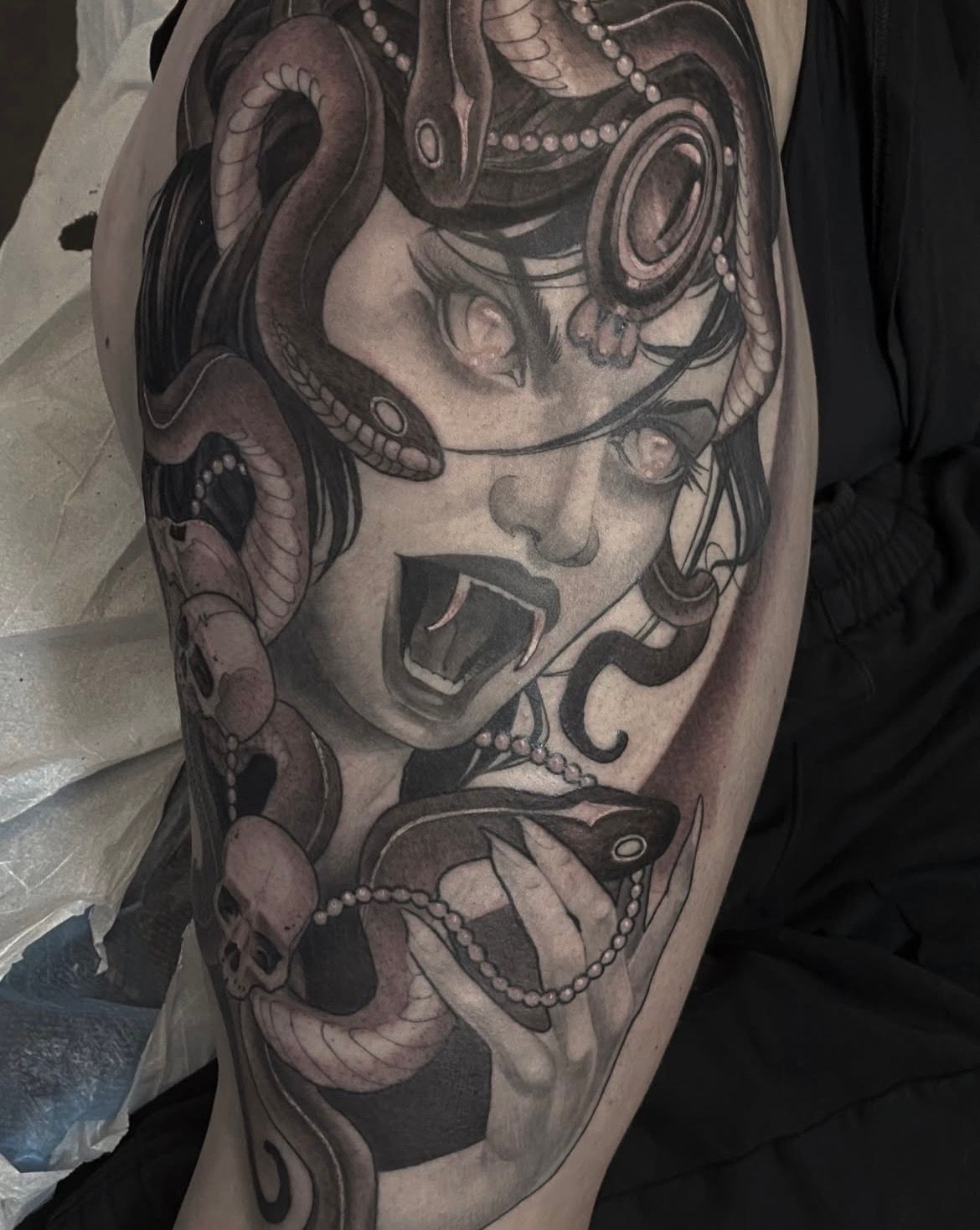 Medusa Tattoo by Sasha Day at Crimson Empire Tattoo in Edmonton Alberta Canada