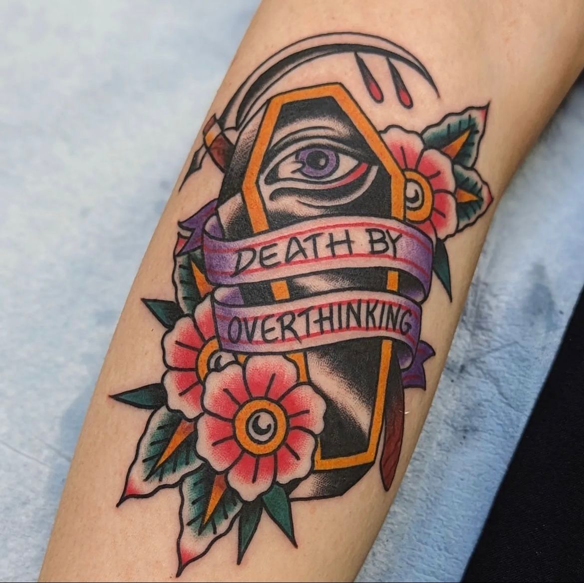 Coffin Tattoo by Chris Benson at Silver Ghost Tattoo in Edmonton Alberta Canada