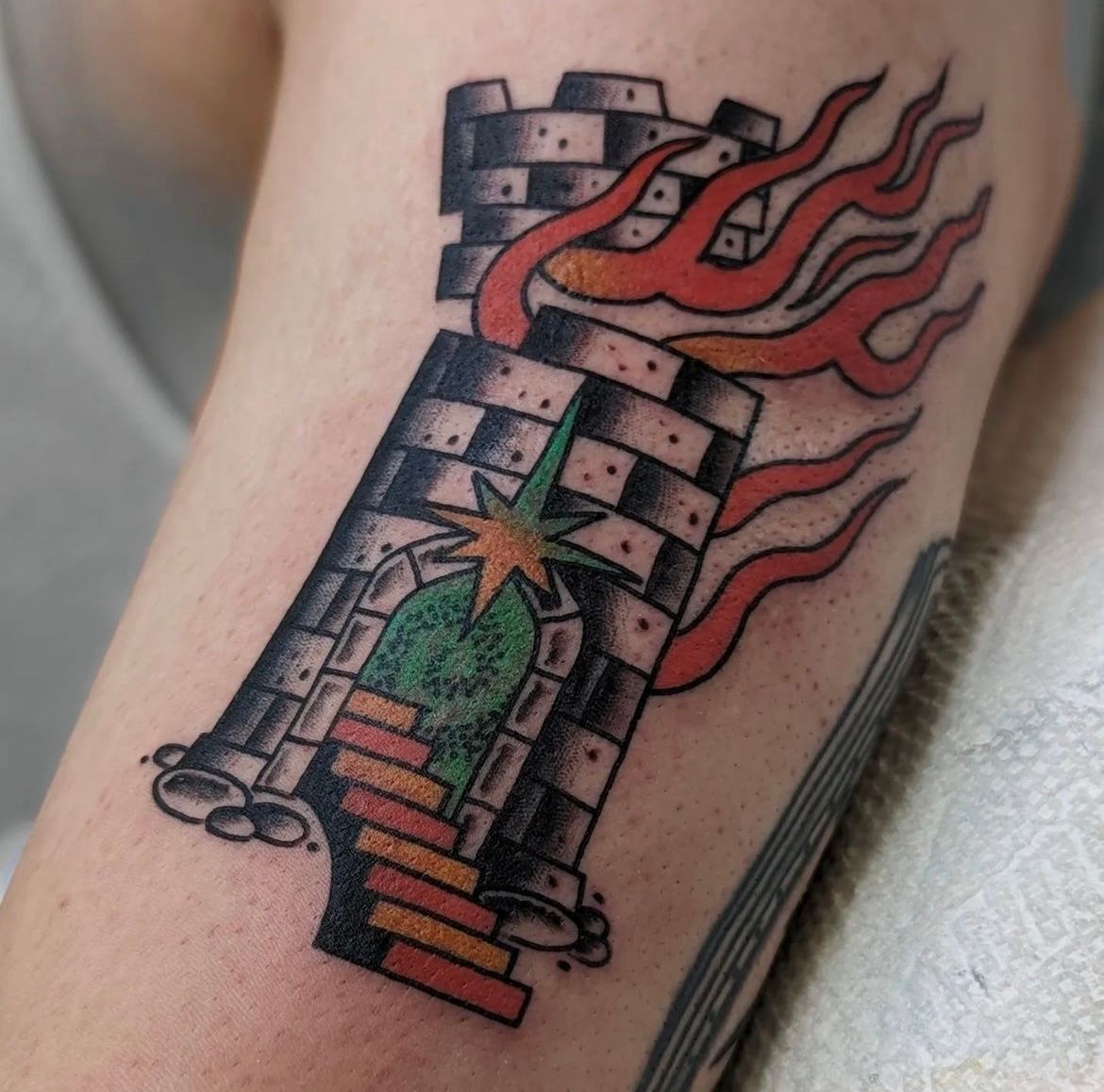 Castle Tattoo by Chris Benson at Silver Ghost Tattoo in Edmonton Alberta Canada