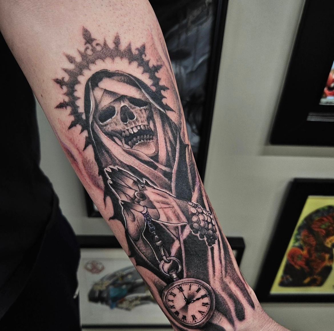 Grim Reaper Tattoo by Ian Wang at Black Gold Tattoo Co in Edmonton Alberta Canada