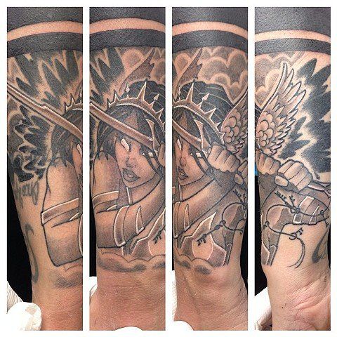 Freya Tattoo by Trevor Pelletier at Black Gold Tattoo Co in Edmonton Alberta Canada