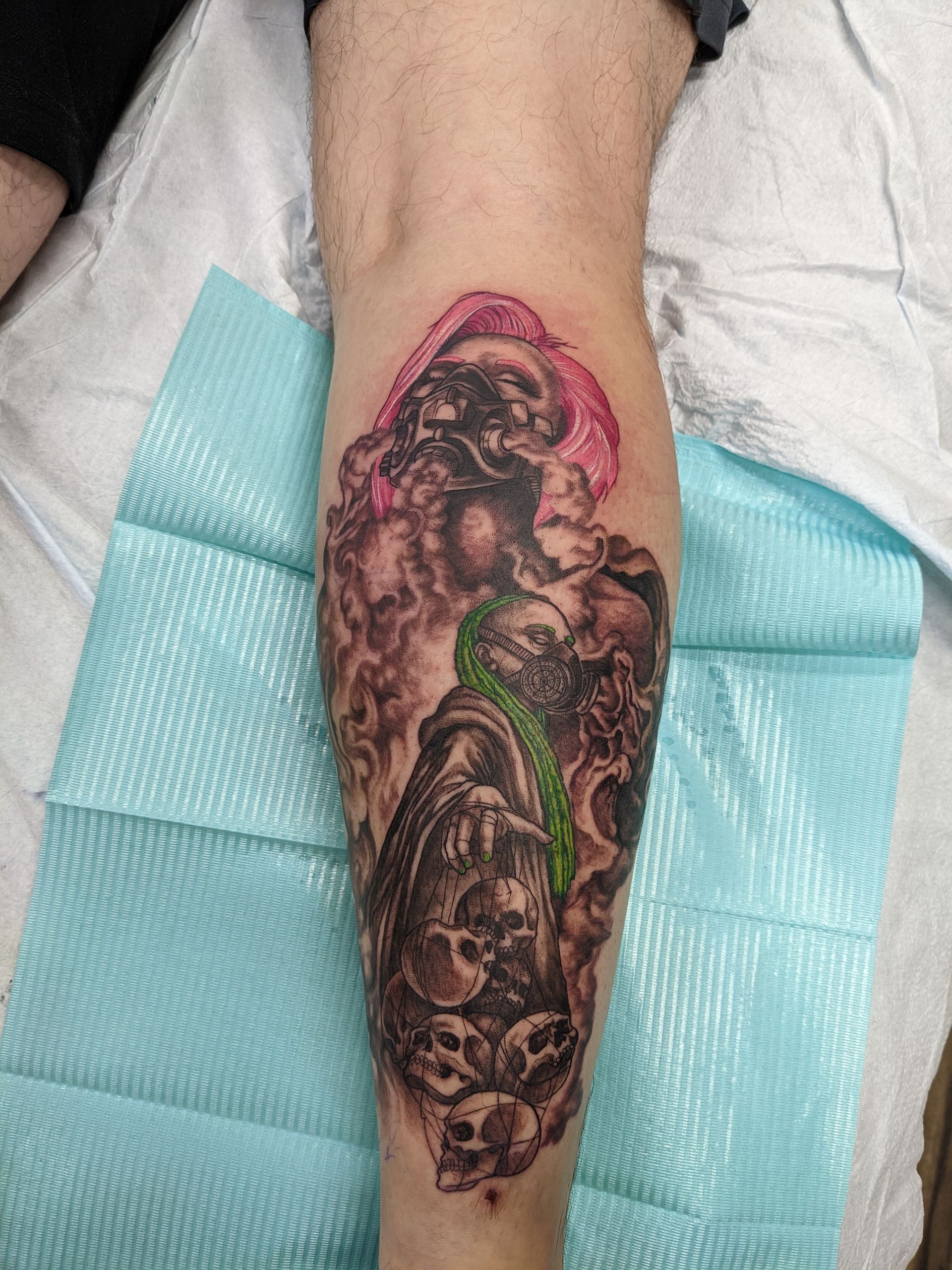 Plague Tattoo by Kevin Sherritt at Black Gold Tattoo Co in Edmonton Alberta Canada