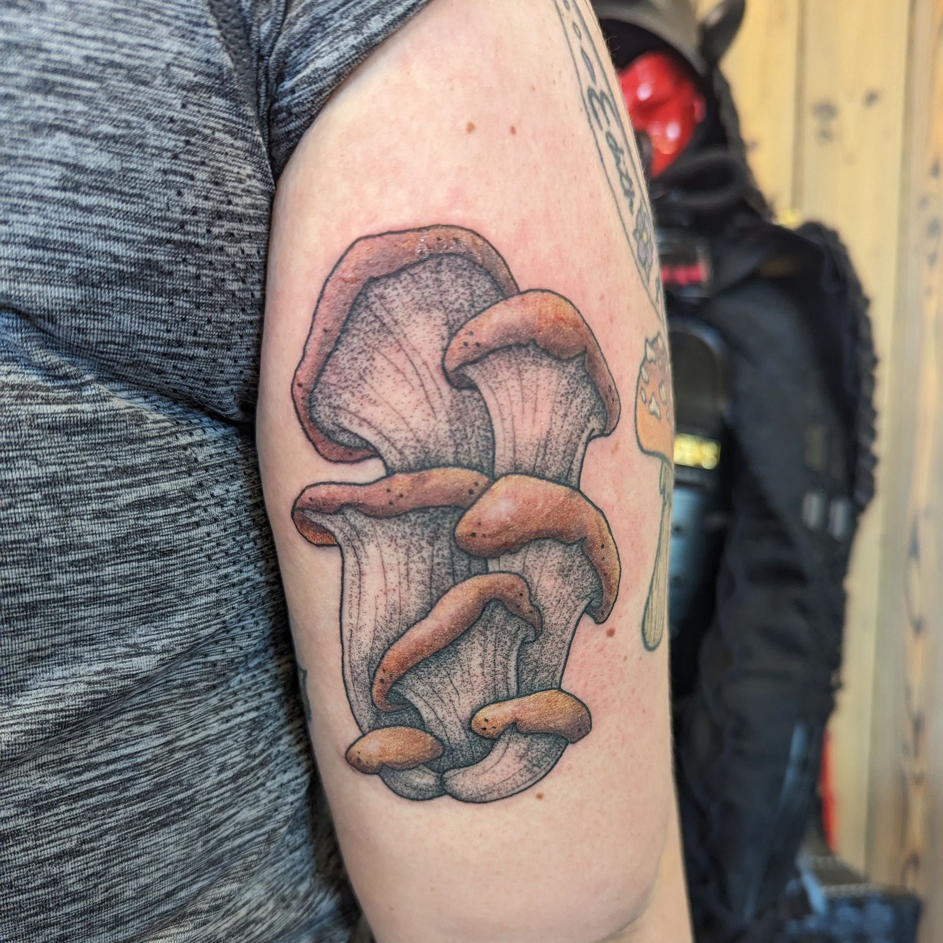 Mushroom Tattoo by Samantha Hnatiw at Crimson Empire Tattoo in Edmonton Alberta Canada