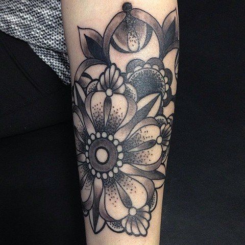 Floral Tattoo by Trevor Pelletier at Black Gold Tattoo Co in Edmonton Alberta Canada