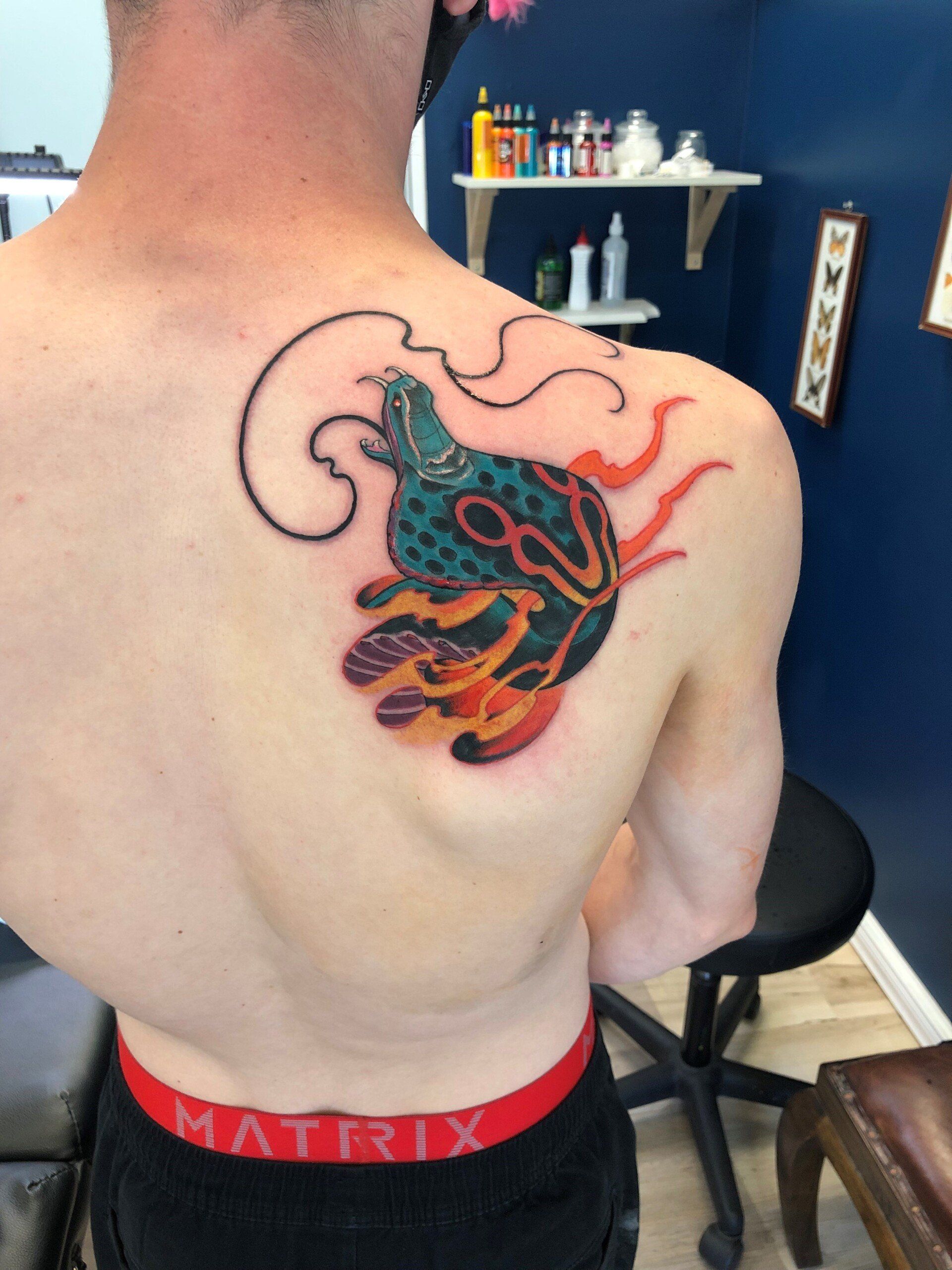 Turtle Tattoo by Trevor Pelletier at Black Gold Tattoo Co in Edmonton Alberta Canada