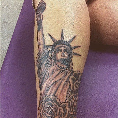 Statue of Liberty Tattoo by Trevor Pelletier at Black Gold Tattoo Co in Edmonton Alberta Canada