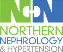 The logo for northern nephrology and hypertension in green and blue.