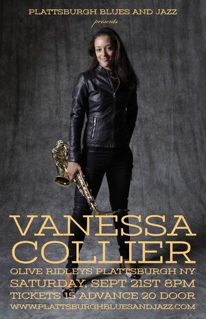 A poster for vanessa collier shows a woman holding a saxophone