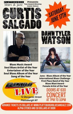 A poster for a concert featuring curtis salgado and dawn tyler watson.