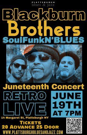 A poster for blackburn brothers soulfunkn blues at the retro live