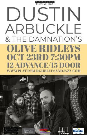 A poster for a dustin arbuckle and the damnation 's concert.