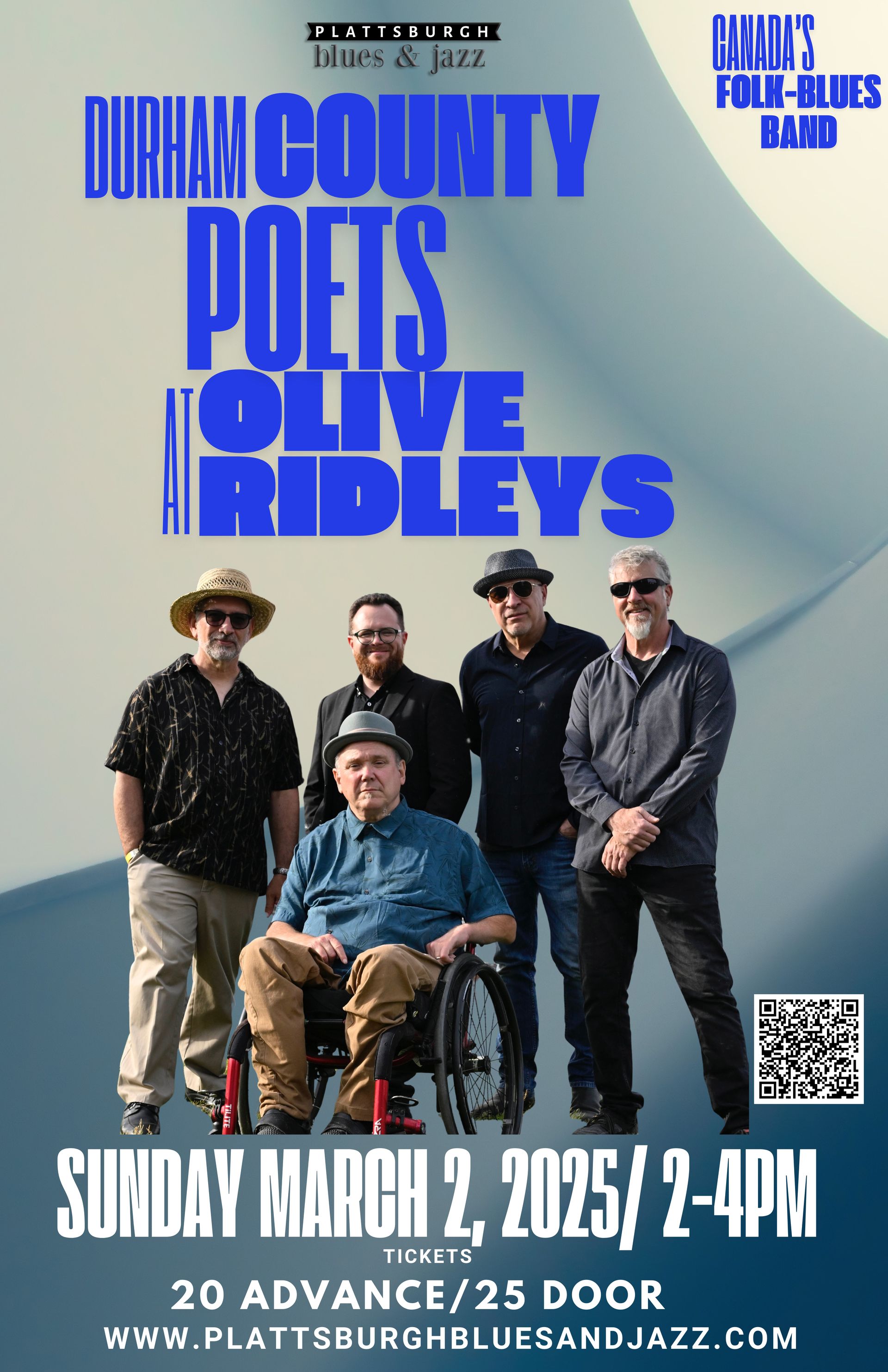 A poster for durham county poets playing at olive ridleys