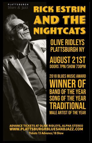 A black and white poster for rick estrin and the nightcats