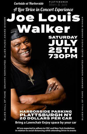 A poster for joe louis walker 's live drive in concert experience