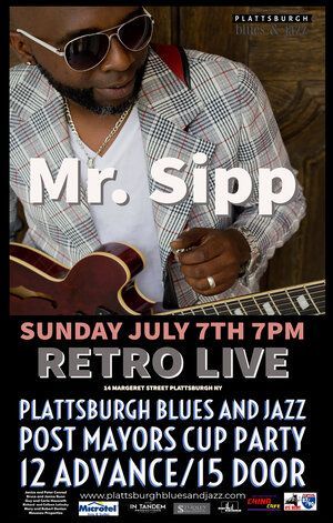 A man is playing a guitar on a poster that says mr. sipp at the retro live