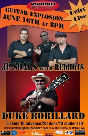 A poster for a band called jp soars and the redhots and Duke Robillard