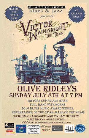 A poster for Victor Wainwright at olive ridley 's sunday july 8th at 7 pm