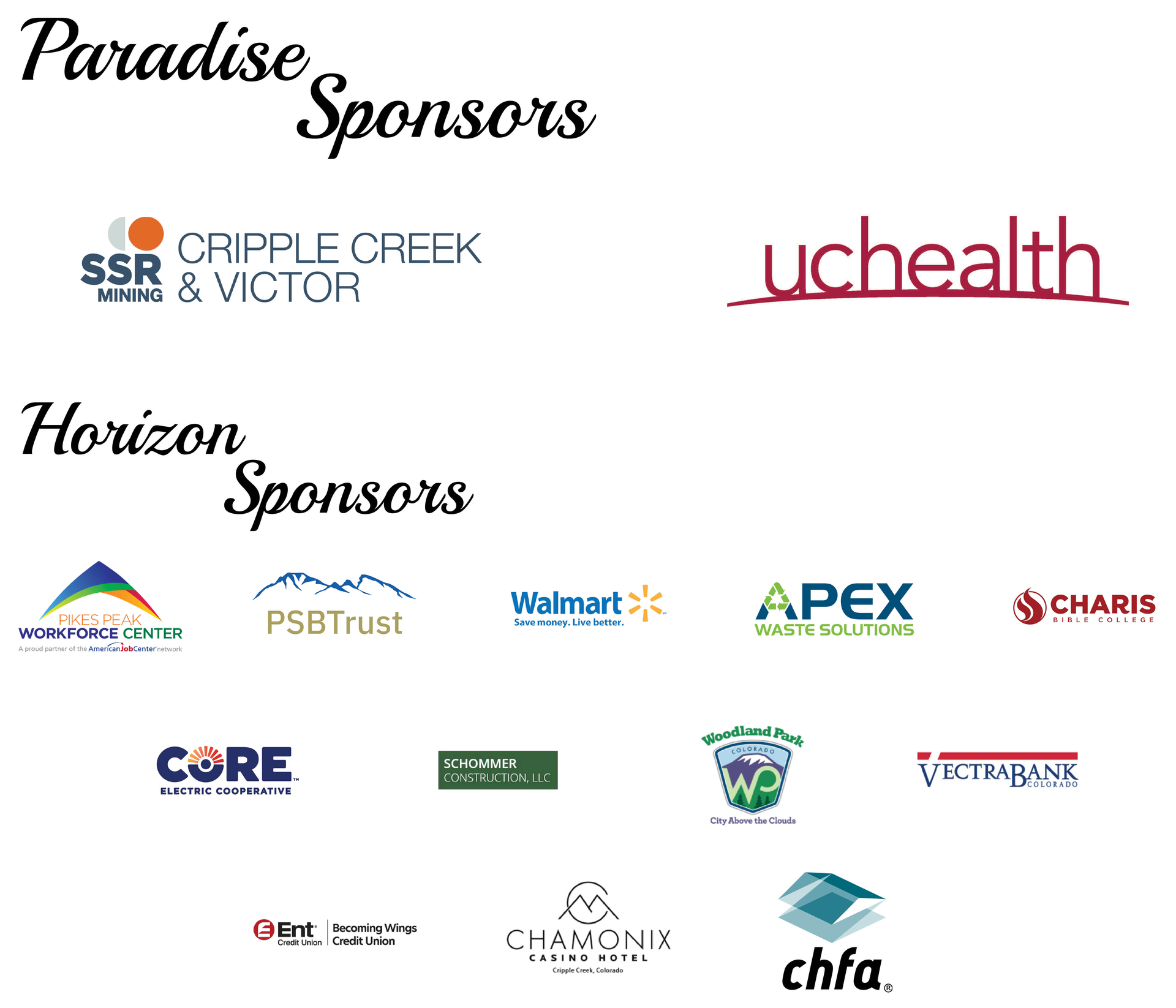 Sponsors' logos, grouped under