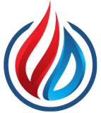Red and blue flame icon within a blue circle.