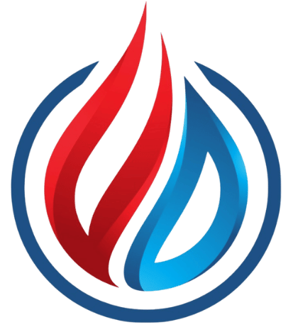 Red and blue flame icon within a blue circle.