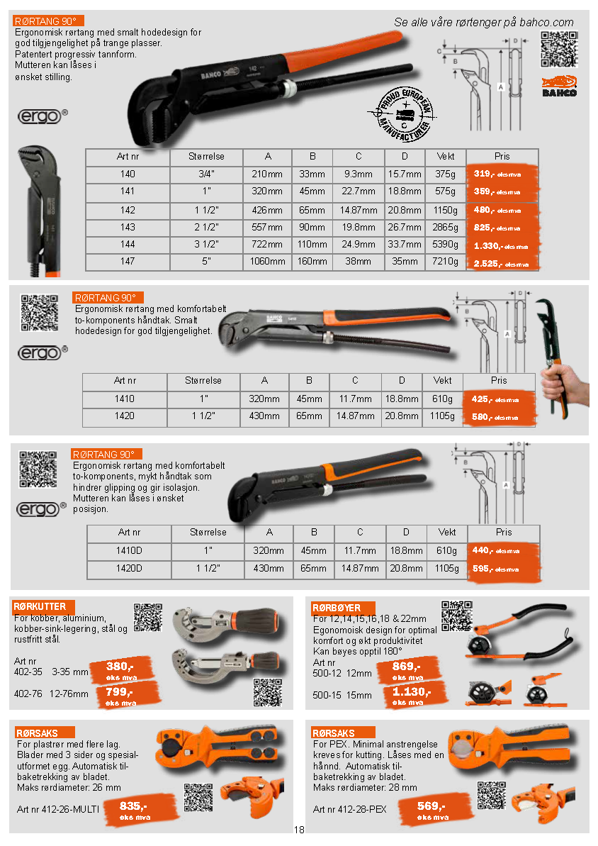 Det er mange forskjellige typer tang på denne siden.