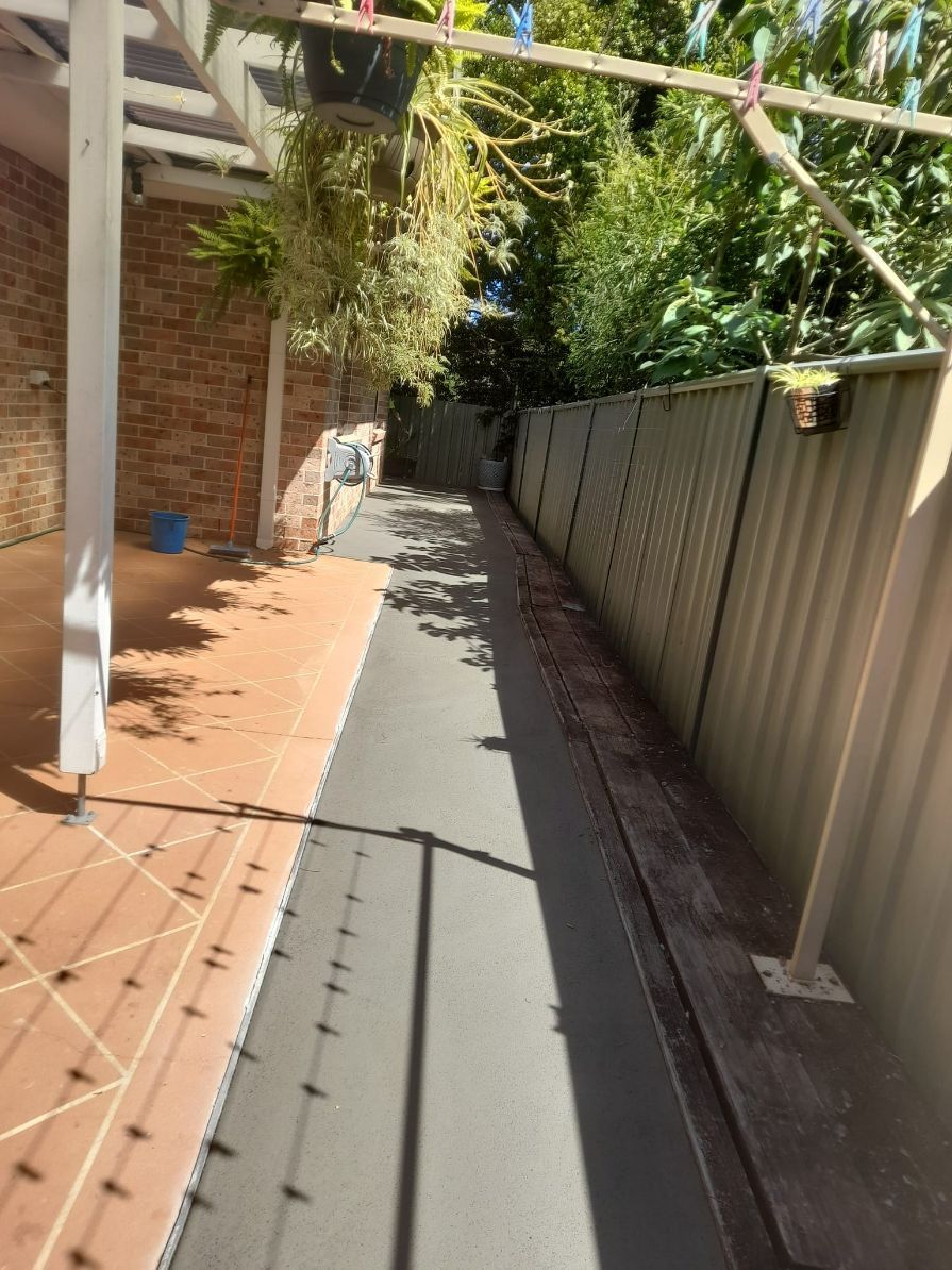 Concrete Pathways and Hanging Plants — Kempsey Concrete Contractors In Kempsey, NSW