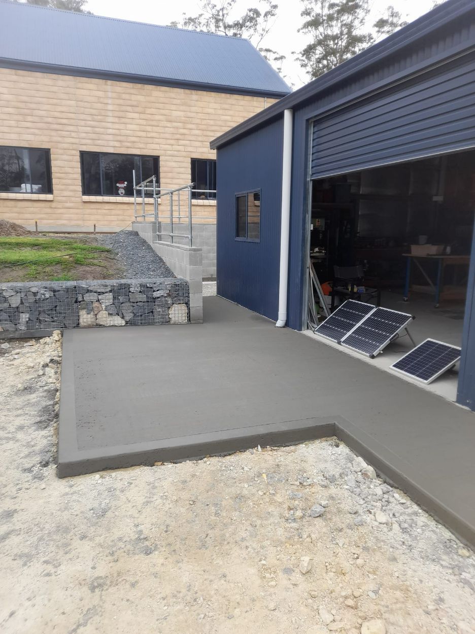 Concrete Pathways Around Industrial Shed — Kempsey Concrete Contractors In Kempsey, NSW