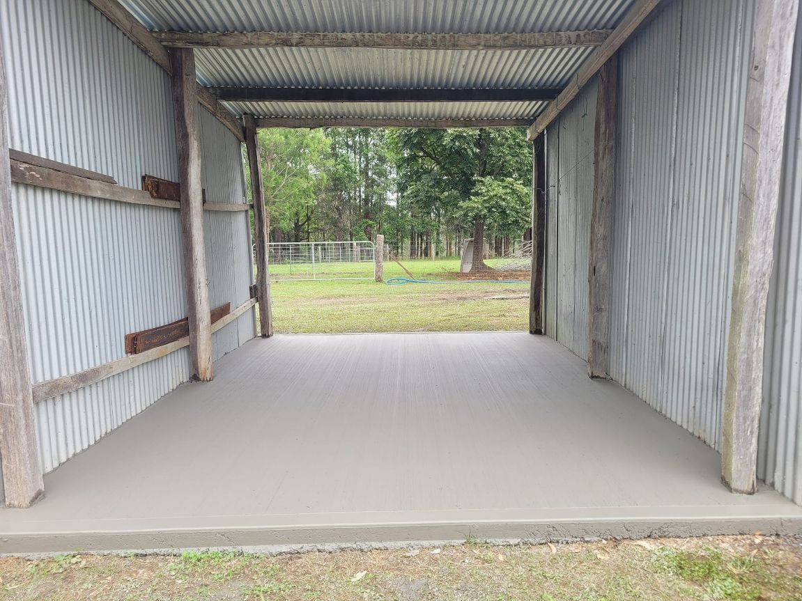 Concrete Flooring of a Shed — Kempsey Concrete Contractors In Kempsey, NSW