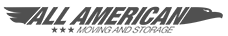 a black and white logo for all american moving and storage .