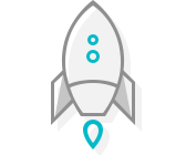 an icon of a rocket flying through the air .
