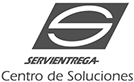 a black and white logo for servientrega centro de soluciones .