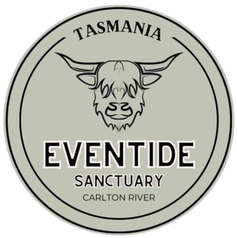 A logo for tasmania eventide sanctuary carlton river