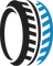 A black and blue icon of a bearing on a white background.
