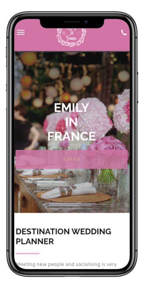 Mobile view for website homepage of Emily In France.