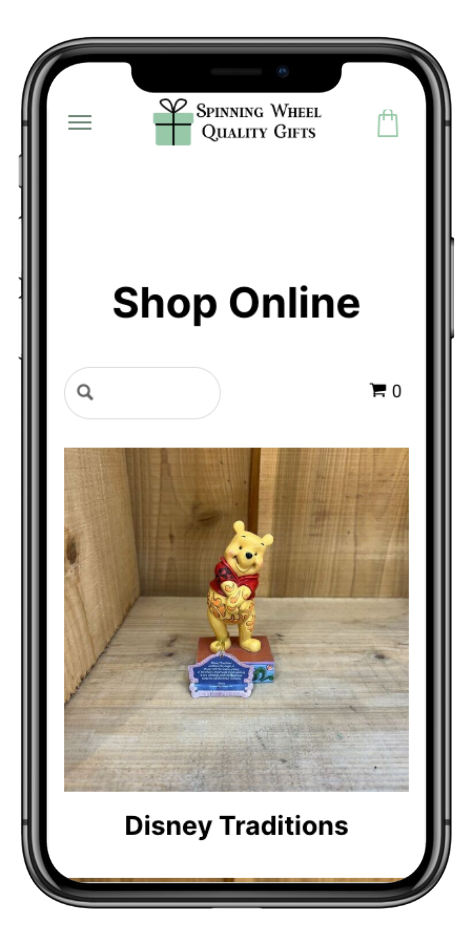 Online shop for Spinning Wheel Quality Gifts in mobile view.