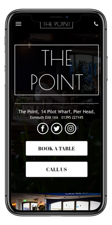 Mobile view for website homepage of The Point.