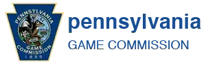 Pennsylvania Game Commission logo: a blue keystone with a circular seal and the name of the state agency.