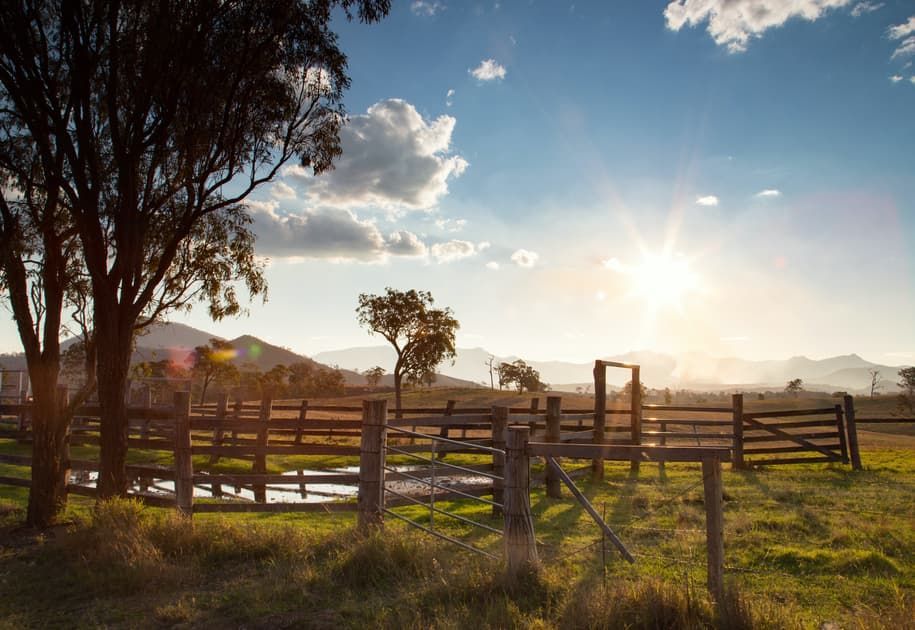 The Sun is Setting Behind a Wooden Fence in a Field — Totally Skip Bins in Boonah, QLD