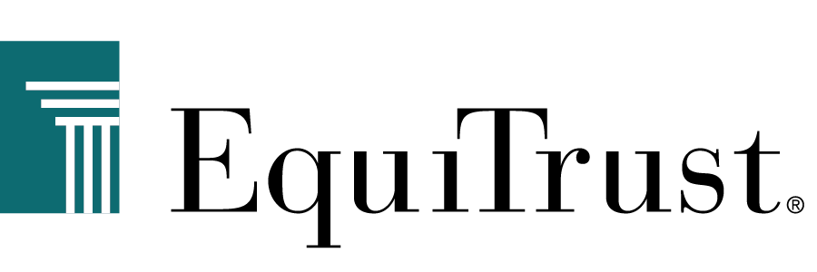 A logo for equitrust with a pillar in the middle