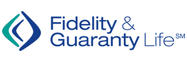 A blue and green logo for fidelity and guaranty life