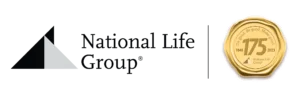 A national life group logo with a gold coin next to it