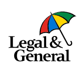 The logo for legal & general shows a colorful umbrella.