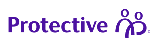 The logo for protective is purple and has two people on it.