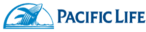 A pacific life logo with a whale on it