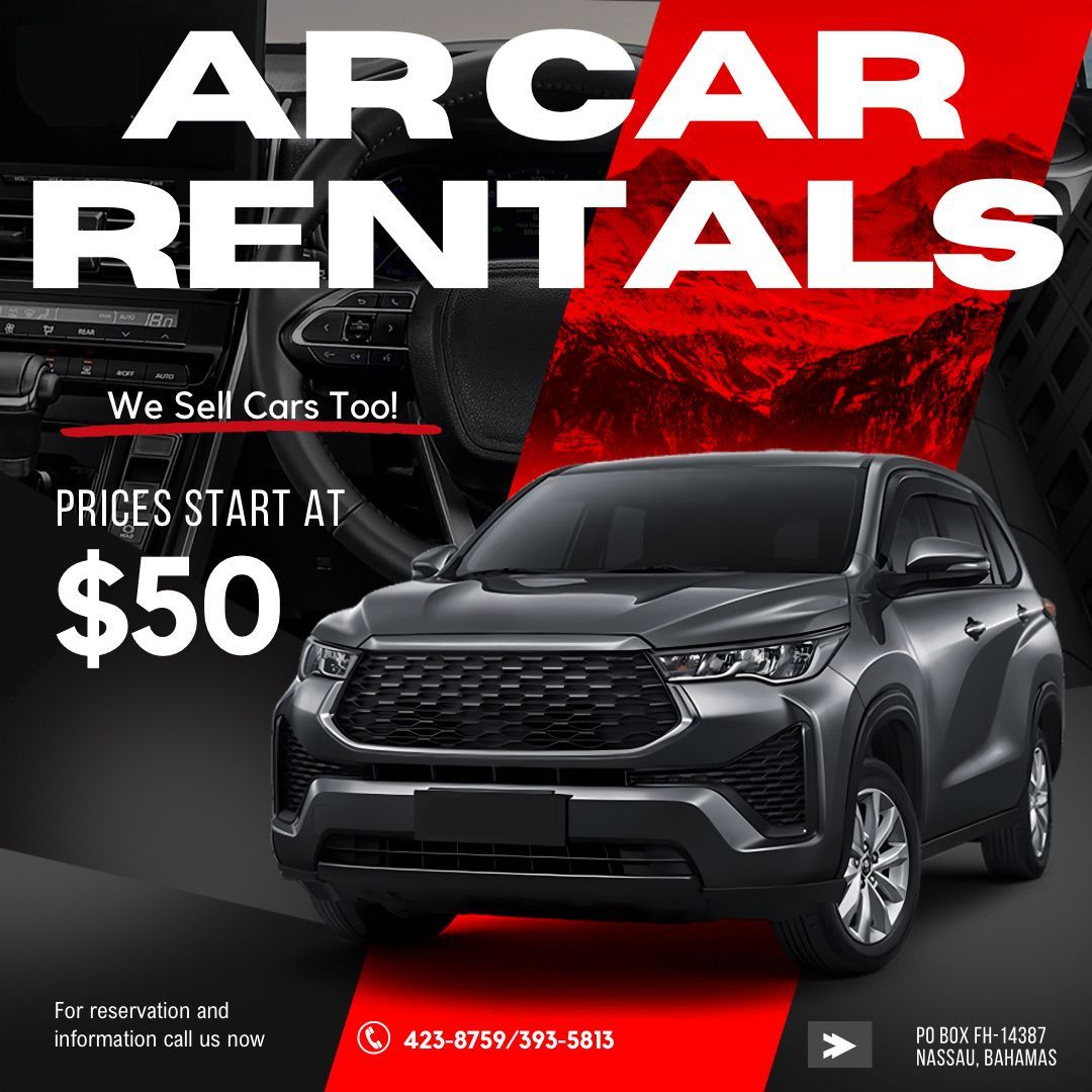 An advertisement for arcar rentals that says prices start at $ 50