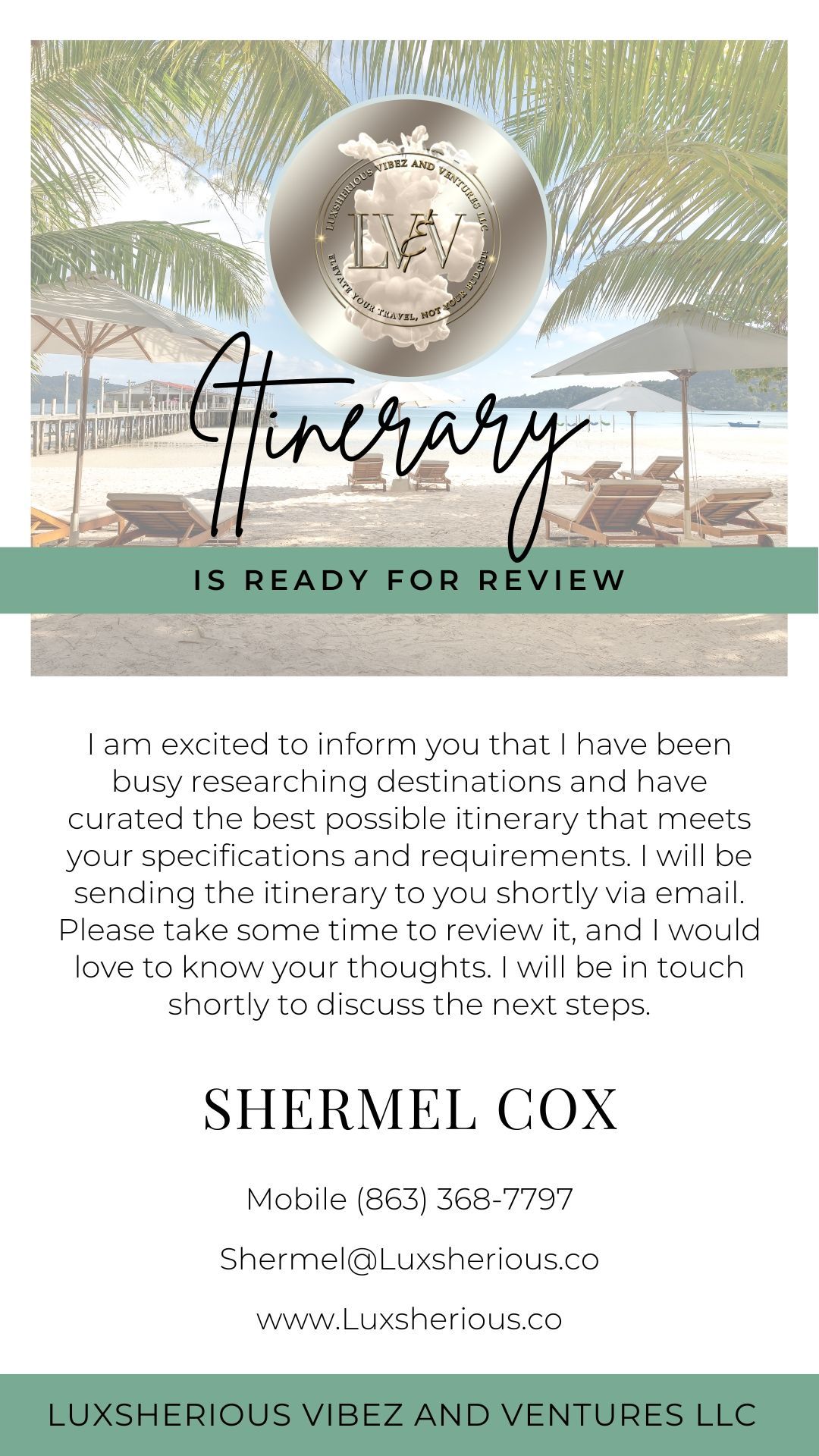A itinerary for the week of october 12 through october 15