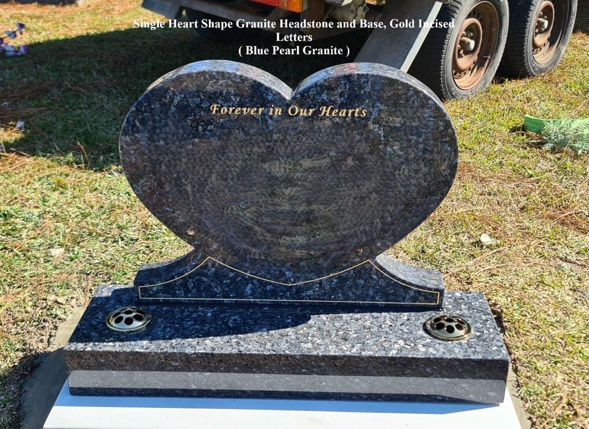 Red Granite Headstone With Gold Lettering — Mid Coast Monuments In Kempsey, NSW