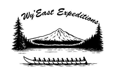 A black and white logo for wy east expeditions