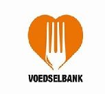Oranje hart met witte vork als logo; tekst "Voedselbank".