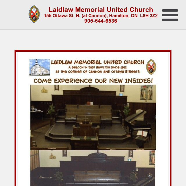 Screenshot of Laidlaw Memorial United Church website